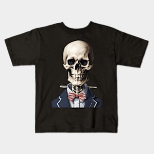 Preppy Skeleton Glitter Sticker Kids T-Shirt